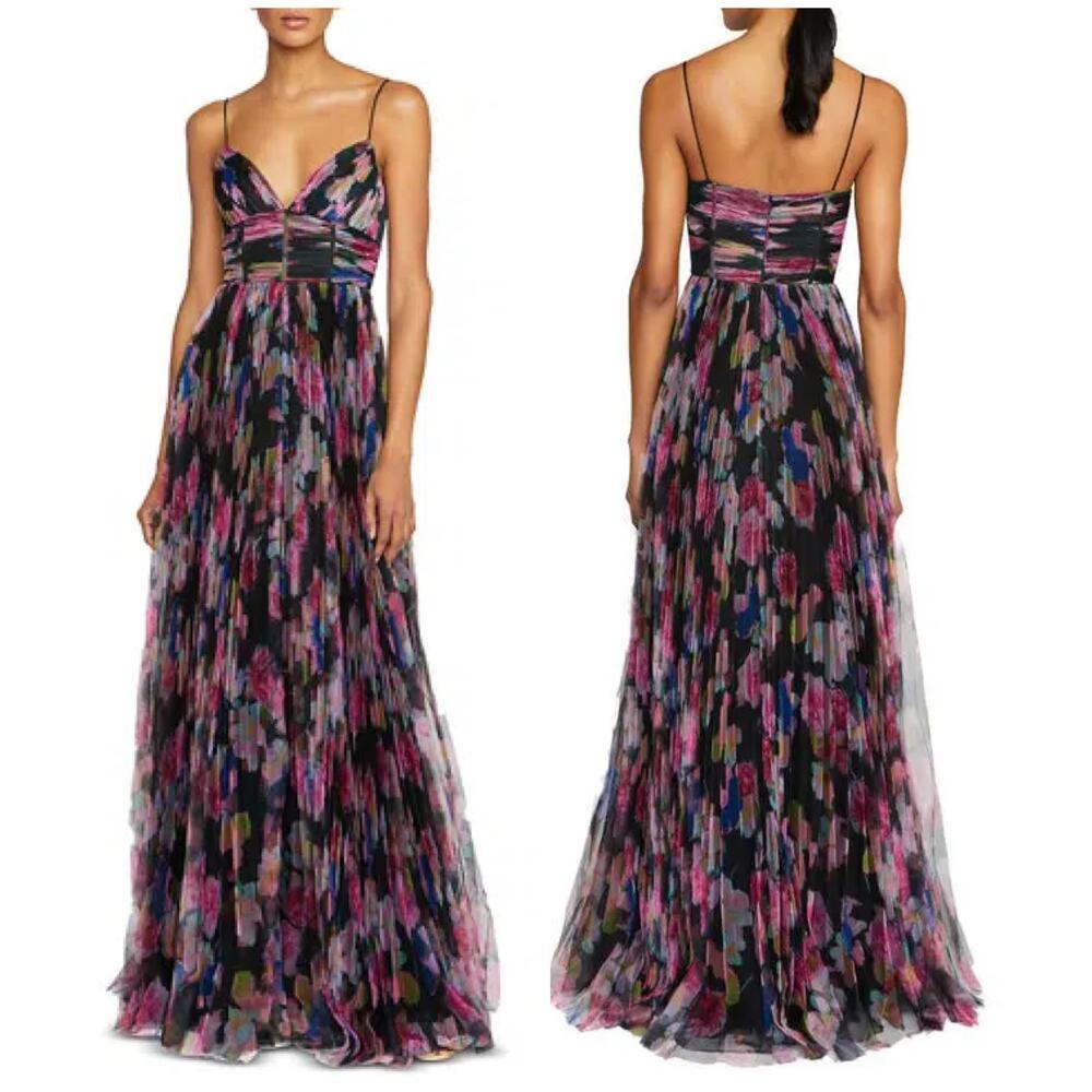 ML Monique Lhuillier Yvonne Dress Black Starry Rose